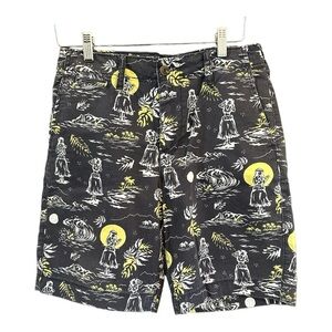 EUC American Eagle Men's Navy Chino Hawaiian/Hula Girl Print Shorts Sz 30
